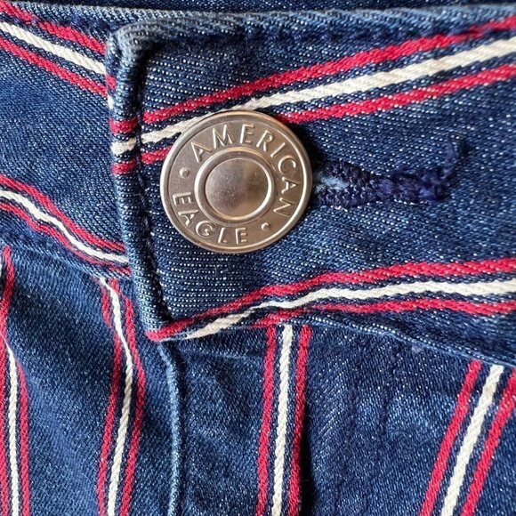 American Eagle Mini Skirt Womens Size 2 Red, White, Blue Stripe Denim July 4th - Picture 8 of 16
